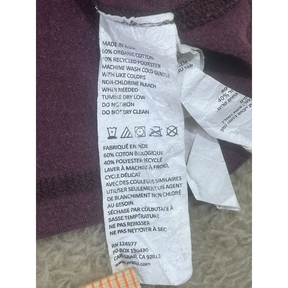 PrAna Men's Small Hooded Long Sleeve T-Shirt Organic Cotton Blend‎ Purple Maroon - Picture 5 of 6
